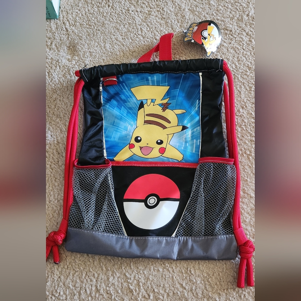 New - Pokemon Pikachu drawstring sack bag
